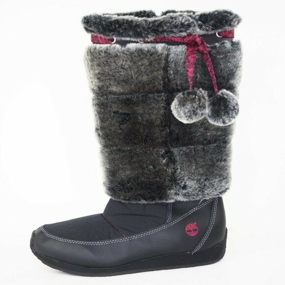 TIMBERLAND Winterberry Tall Fur Boot Black Suede - Picture 1 of 11